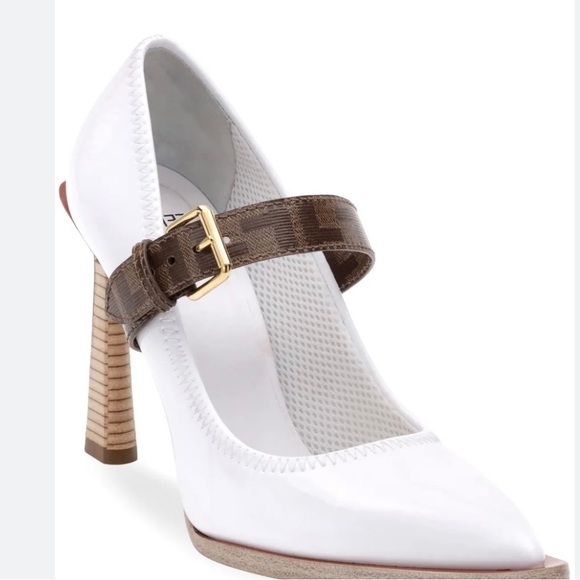 Fendi Shoes - Fendi neoprene logo Mary Jane pumps